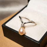 Anel Vivara Drop Em Ouro Branco Com Diamante E Pérola