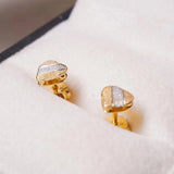 Brincos Stud Coração em Ouro Amarelo, Branco e Rosê