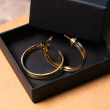 Brincos Meia Argola Grandes Em Ouro Amarelo