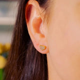 Brincos Stud Coração em Ouro Amarelo e Safiras