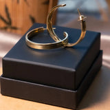 Brincos Meia Argola Grandes Em Ouro Amarelo