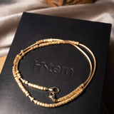 Colar Hstern Miçangas Em Ouro Amarelo Original