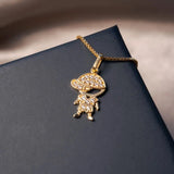 Pingente Menino Em Ouro Amarelo Com Safiras Brancas