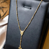 Colar Cordão Veneziana Terço Em Ouro Amarelo