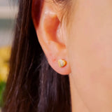 Brincos Stud Coração em Ouro Amarelo, Branco e Rosê