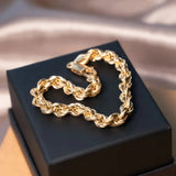 Pulseira Trançada Em Ouro Amarelo Grossa 19,5 Centímetros