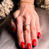 Anel Vivara Drop Em Ouro Branco Com Diamante E Pérola