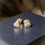 Brincos Stud Coração em Ouro Amarelo, Branco e Rosê