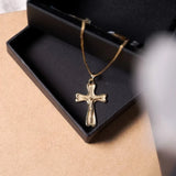 Pingente Crucifixo Moderno Trabalhado Em Ouro Amarelo