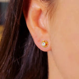 Brincos Stud Solitário Em Ouro Amarelo E Safira