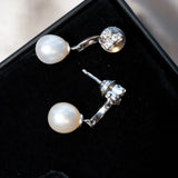 Brincos Pendente Drops Com Diamantes E Pérolas Ouro Branco