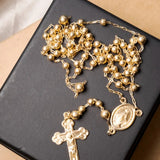 Colar Terço Em Ouro Amarelo Elos Cartier Crucifixo