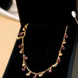 Colar Drops Em Ouro Amarelo Com Ametistas Rosa Naturais