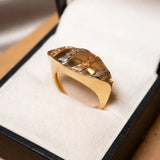 Anel Navette Moderno Em Ouro Amarelo, Branco E Rose