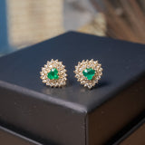 Brincos Heart Em Ouro Amarelo Com Esmeraldas E Diamantes