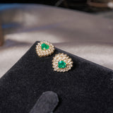Brincos Heart Em Ouro Amarelo Com Esmeraldas E Diamantes