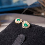 Brincos Heart Em Ouro Amarelo Com Esmeraldas E Diamantes