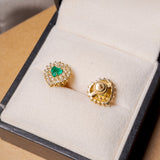 Brincos Heart Em Ouro Amarelo Com Esmeraldas E Diamantes