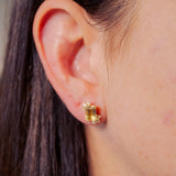 Brincos Flora em Ouro Amarelo com Citrinos e Diamantes