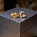 Brincos Flora em Ouro Amarelo com Citrinos e Diamantes