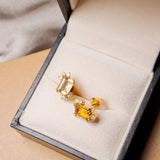 Brincos Flora em Ouro Amarelo com Citrinos e Diamantes