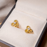 Brincos Lacinho Em Ouro Amarelo Com Diamante