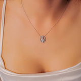 Colar Elo Português Nossa Senhora Aparecida em Ouro Branco e Diamantes