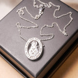 Colar Elo Português Nossa Senhora Aparecida em Ouro Branco e Diamantes