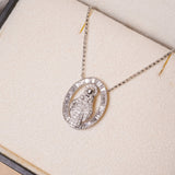 Colar Elo Português Nossa Senhora Aparecida em Ouro Branco e Diamantes
