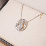 Colar Elo Português Nossa Senhora Aparecida em Ouro Branco e Diamantes