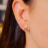 Brincos Curve Flores em Ouro Amarelo, Branco e Rosê