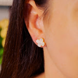 Brincos Trevo Van Cleef Madrepérola em Ouro Amarelo e Madrepérola