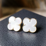 Brincos Trevo Van Cleef Madrepérola em Ouro Amarelo e Madrepérola