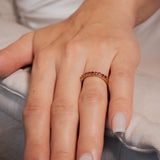 Anel Meia Aliança Em Ouro Amarelo Com Rubelitas de 05 Pontos