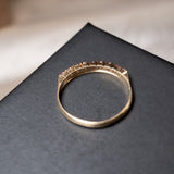 Anel Meia Aliança em Ouro Amarelo e Rubelitas de 02 Pontos