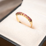 Anel Meia Aliança em Ouro Amarelo e Rubelitas de 02 Pontos