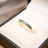 Meia Aliança em Ouro Amarelo e Esmeraldas de 03 Pontos