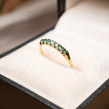 Meia Aliança em Ouro Amarelo e Esmeraldas de 03 Pontos