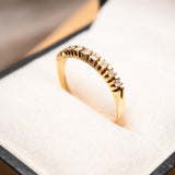 Anel Meia Aliança Em Ouro Amarelo e Diamantes de 02 Pontos