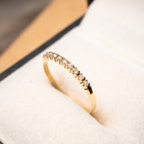 Anel Meia Aliança Em Ouro Amarelo e Diamantes de 02 Pontos