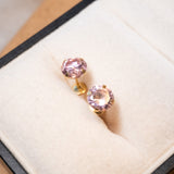 Brincos Solitários Em Ouro Amarelo Com 02 Zircônias Rosa