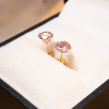 Brincos Solitários Em Ouro Amarelo Com 02 Zircônias Rosa