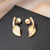 Brincos Folhas Em Ouro Amarelo Com Diamantes