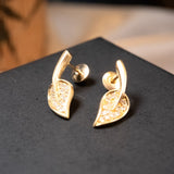 Brincos Folhas Em Ouro Amarelo Com Diamantes