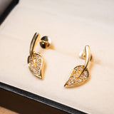 Brincos Folhas Em Ouro Amarelo Com Diamantes