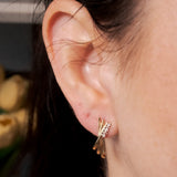 Brincos Argolas Em Ouro Amarelo Cravejado De Diamantes