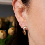 Brincos Argolas Em Ouro Amarelo Cravejado De Diamantes