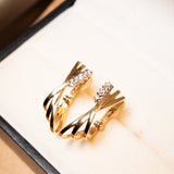 Brincos Argolas Em Ouro Amarelo Cravejado De Diamantes