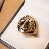 Anel Nossa Senhora Aparecida Em Ouro Amarelo e Safiras