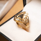 Anel Nossa Senhora Aparecida Em Ouro Amarelo e Safiras